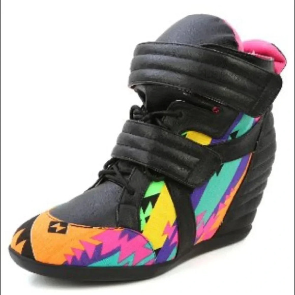 Privileged Electric Neon Aztec Lace Up Sneaker - Picture 1 of 8